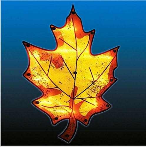 Lighted Gold & Orange Fall Maple Leaf Window/Door Decoration Indoor/Outdoor