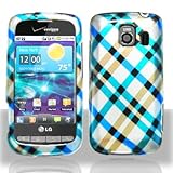 Premium - LG VS660/Vortex Blue Plaid Cover - Faceplate - Case - Snap On - P ....
