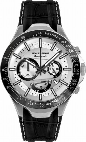 Jacques Lemans Sports Herren-Armbanduhr XL Dakar Chronograph Leder 1-1661B