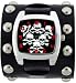 Seven Skull Red Numbers Round Steel Case Punk Skater Gothic Indie Rock Skull Print on Extra Wide Black Leather Band Wrist Watch