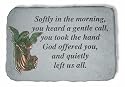 KayBerry Cast Stone Garden Accent Marker Softly in the morning with metal angel