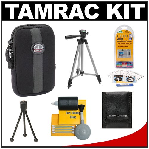 Tamrac 3814 Neo's Digital 14 Camera Bag (Black) + Tripod + Accessory Kit for Nikon Coolpix, Canon PowerShot, Pentax Optio, Olympus Stylus, Fuji FinePix, Kodak EasyShare, Casio Exilim, Panasonic Lumix, Samsung and Sony Cyber-Shot Digital Cameras