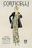 1920's Corticelli Silk Fabric Vintage Deco Fashion Antique Advertising Poster
