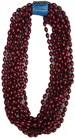 Mardi Gra Style Sport Beads Necklaces - FOOTBALL MAROON (1 dozen)
