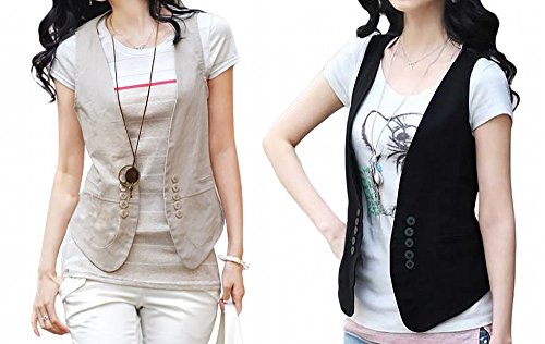 (シュガーポート）SUGAR PORT レディース ベスト ジレ 袖なし 無地 ブラック ベージュ 2色 SL051