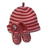 Kiwi Industries Hat And Booties Gift Set, Pink/Red Stripe