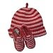 Kiwi Industries Hat And Booties Gift Set, Pink/Red Stripe