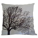 100% Thai Silk Decorative Pillow - Fall Trees Silver (18x18) by 