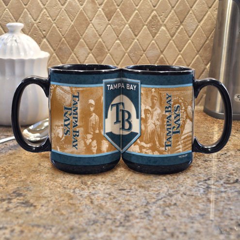 MLB Tampa Bay Rays 15-Ounce Black Nostalgic Mug (2 Pack)