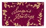 Tag 18-Inch-by-30-Inch Red Holiday Coir Mat, Season's Greetings