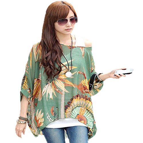 HP95(TM) Women's Bohemian Style Batwing Sleeve Chiffon Beach Loose Shirt