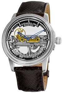 Stuhrling Original Men's 213A.331X13 Saturnalia Bridge Automatic Skeleton Silvertone Lizard Strap Watch Stuhrling Original Men's 213A.331X13 Saturnalia Bridge Automatic Skeleton Silvertone Lizard Strap Watch
