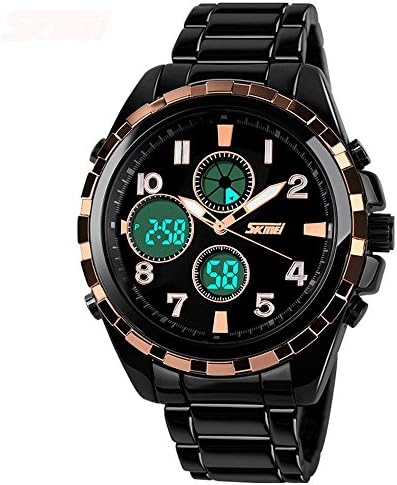 Colorworld New men's waterproof watch dual display electronic watches (black)