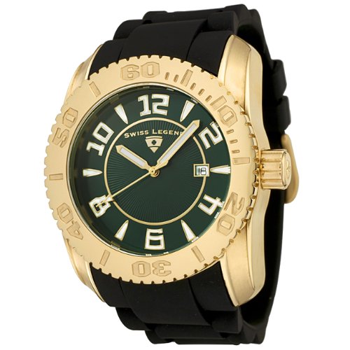 Swiss Legend Men's 20068-YG-08 Commander Collection Yellow Gold Ion-Plated Green Dial Watch