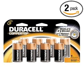 Duracell Coppertops Batteries, C Size, 8-Count Packages (Pack of 2) by
