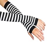 Sexy Adult Women Striped Arm Warmers By Leg Avenue, Black/White, One Size