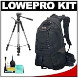 Lowepro Rover AW II Digital SLR Camera Backpack Case (Gray) + Tripod + Accessory Kit for Canon Rebel XSi, XS, T1i, T2i, EOS 50D, 5D, 7D, Nikon D3000, D5000, D40, D60, D90, D300, D300s, Olympus Evolt E-30, E-450, E-520, E-620, and Sony Alpha A230, A330, A380, A450, A500, A550, A850