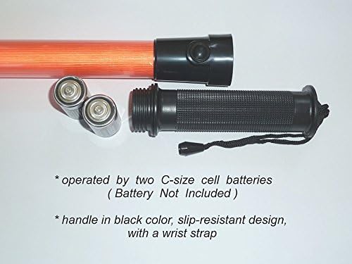 Lot of SIX (6) pieces : Compact 15.5 inch Traffic LED Baton Wand Light, in 6 Red color LED with Two flashing mode (blinking and steady-glow), using 2 C-size battery (Not included)