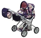 KNORRTOYS.COM 61878 - Kombipuppenwagen  Kyra  - blau mit Blumenmuster
