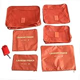 旅行 に 便利 トラベル ポーチ 6点 セット 整理 整頓 収納 グッズ (オレンジ)