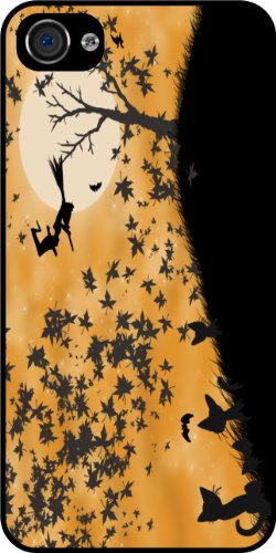 Rikki KnightTM Halloween Witch Silhouette on Orange Rubber Black iphone Case (with bumper) Cover for Apple iPhone® 4 & 4s Universal: Verizon - Sprint - AT&T - Unisex - Ideal Gift for all occassions!