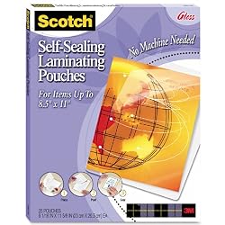 Scotch&reg; Self-Laminating Sheets Letter Size LS854-25G, 9-1/16 Inches x 11-5/8 Inches, 25 Sheets