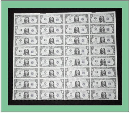 2009 $1 32 Subject Uncut Money Sheet