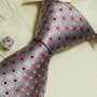 Purple Checkers Tie for Men Red Checker Discount Gifts Handmade Silk Neck Ties Cufflinks Set 6467