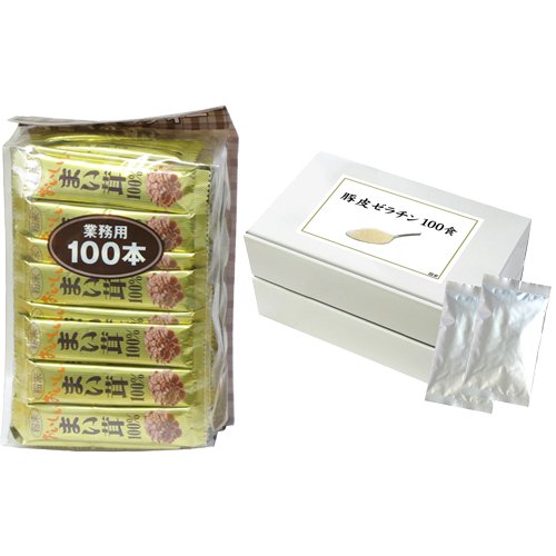 【まいたけ粉末スティック100P＋豚皮ゼラチン100袋】　　　マイタケ　舞茸　ゼラチン顆粒100％