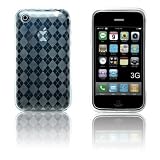 ** FÜR iPhone 3g & SPEED: Silikon Gehäuse Tasche für die sichere Aufbewahrung Ihres Handys Karo weiss Transparent