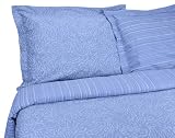 Elite Home Reflections Collection Teardrop/Stripe Reversible 300 Thread Count 100-Percent Cotton Sateen Twin 2-Piece Duvet Set, Blue