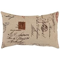 Pillow Perfect Linen/Red French Postale Rectangular Throw Pillow