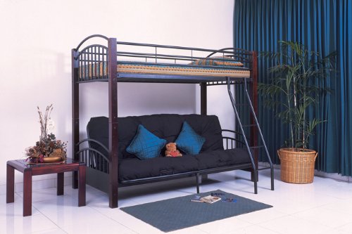 Twin / Full Pine Wood & Metal Convertible Futon Bunk Bed (Bunkbed)