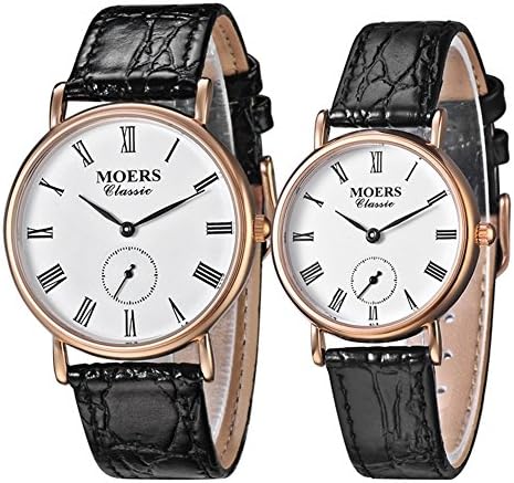 Moers Genuine Leather Couple Quartz Watches (Rose-Golden)