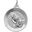 14K White Gold Praying Hands Pendant - 21.00mm