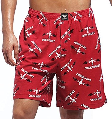 Godsen Mens Cotton Casual Trunk Beach Shorts Red S