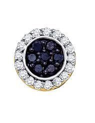 10K Yellow Gold 1.00CT Black & White Round Cut Diamond Micro-Pave Earrings