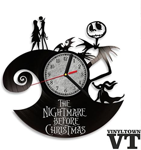 The Nightmare Before Christmas Jack Skellington Sally Vinyl Record Wall Clock. Living Room decor. Perfect gift for your kids and children. Decorative elements for home.