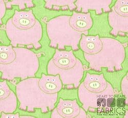 By The Yard Pink Piggy Quilt Cotton Flannel Fabric
