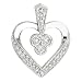 0.25cttw Heart pendant with channeled round diamonds & triple bezel on center set in filigree 14K white gold