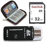 32GB SD/SDHC Class 4 Memory Card (Bonus Pack - Includes Everything But Stromboli (tm) High Speed Reader and Memory Card Wallet) for Canon Powershot Camera EOS 450D REBEL XSi 500D Kiss Digital X3 T1i T2i EF-S XS EOS-1Ds MARK IV II G9 S5 IS S90 SD1000 SD110 SD1100 SD1200 SD1300 SD1400