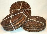 Java Rattan set of 4 Round Coasters