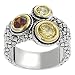 Tressa Silvertone Yellow, Red, and Green Cubic Zirconia Textured Ring (Sizes 5 - 9 available)