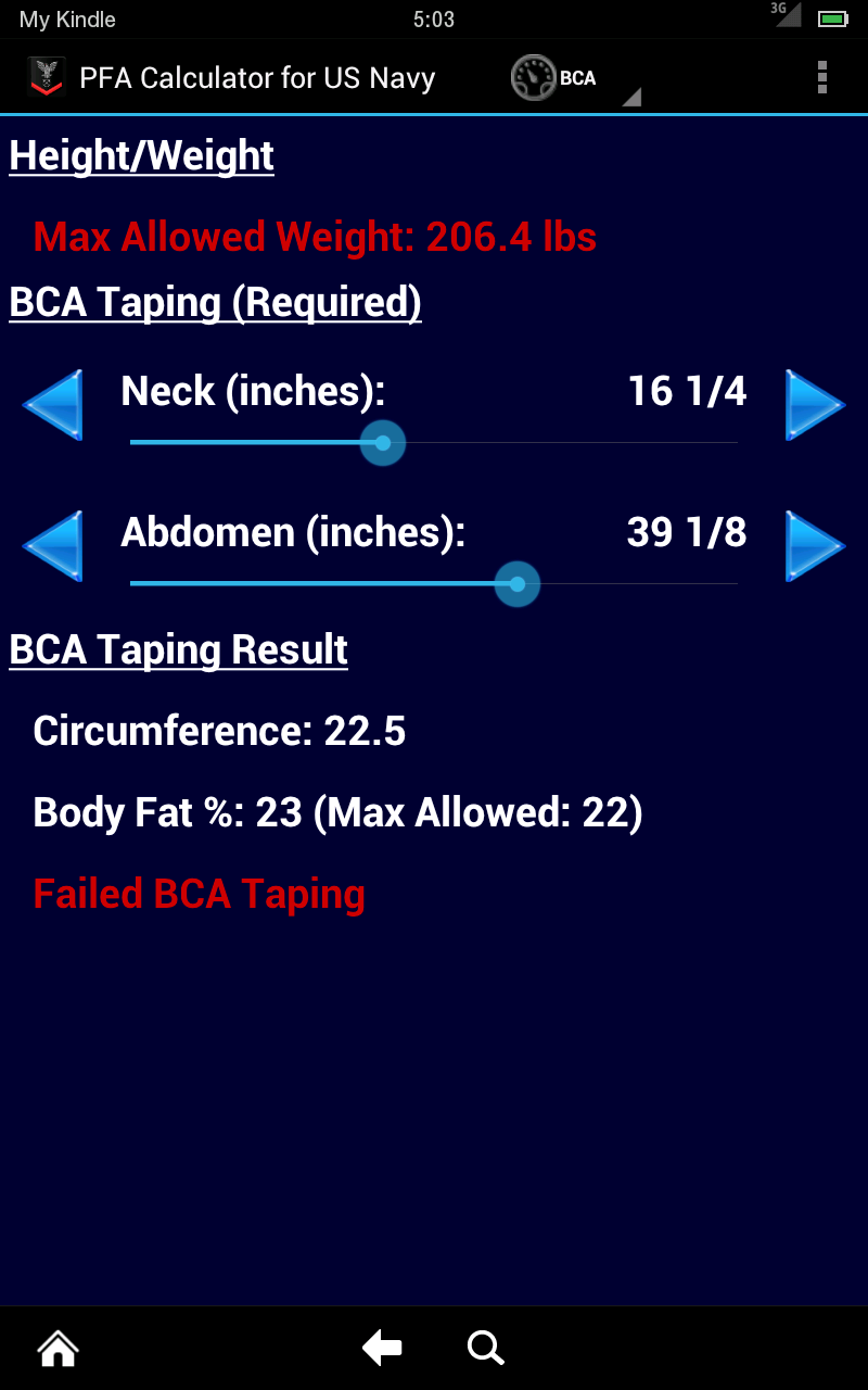 Navy PFA Calculator Appstore for Android