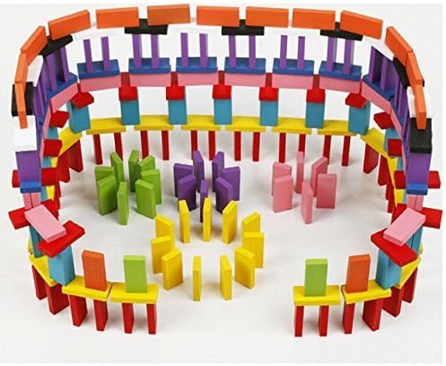 InnovationWorld 120pcs Authentic Wooden Domino Stacking and Building Toy Blocks Set, Racing Toy Game