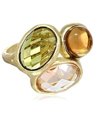 Gold Plated Matte 3-Stone Ring, Size 7