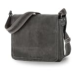 David King & Co Small Distressed Leather Laptop Messenger
