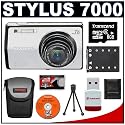 Olympus Stylus 7000 12MP Digital Camera (Silver) with 7x Optical Zoom + 8GB microSD Card with Reader + Spare Li-42B Battery + Case + Cameta Bonus Accessory Kit