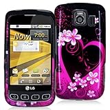 LG OPTIMUS S LS670 2D PURPLE FLOWERS HEART LOVE CASE