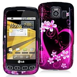 LG OPTIMUS S LS670 2D PURPLE FLOWERS HEART LOVE CASE